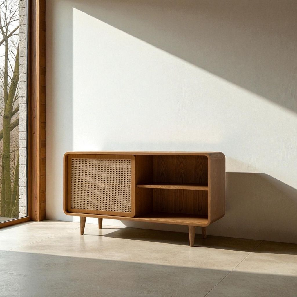 Rattan Cabinet Slide Door Natural / ラタンキャビネット 引き戸仕様 ナチュラル