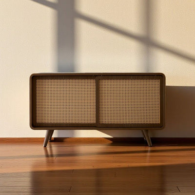 Rattan Cabinet Slide Door Brown / ラタンキャビネット 引き戸仕様 ブラウン