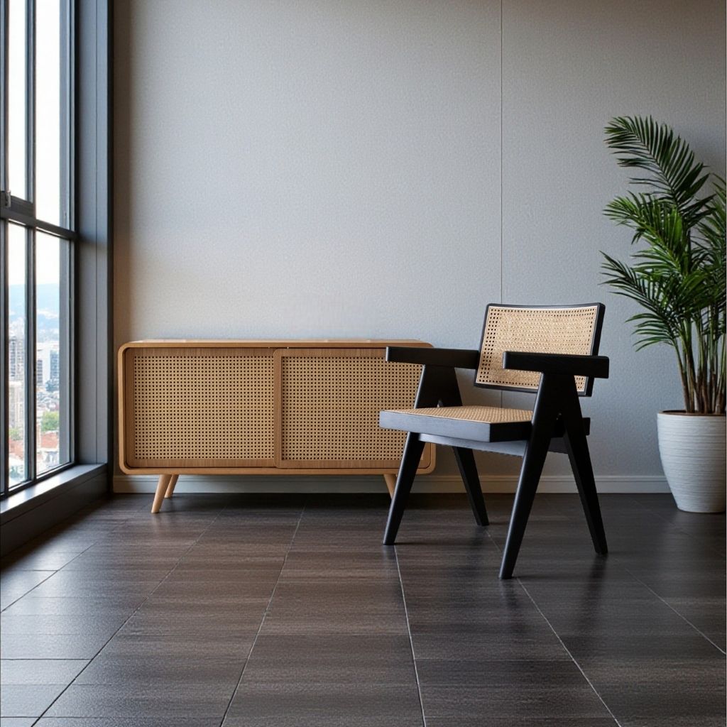 Rattan Cabinet Slide Door Natural / ラタンキャビネット 引き戸仕様 ナチュラル