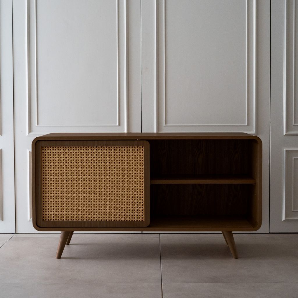 Rattan Cabinet Slide Door Brown / ラタンキャビネット 引き戸仕様 ブラウン