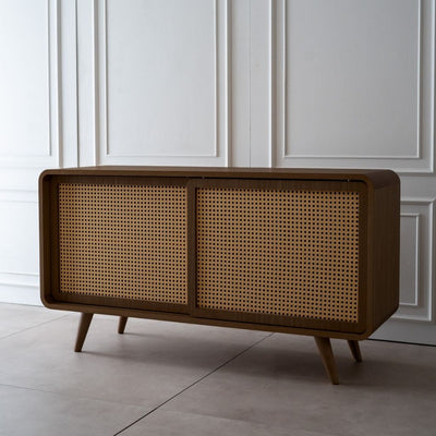 Rattan Cabinet Slide Door Brown / ラタンキャビネット 引き戸仕様 ブラウン