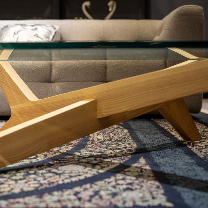 Cross Coffee Table Natural Glass-Top / クロスコーヒーテーブル Cross Coffee Table Natural Glass-Top / クロスコーヒーテーブル