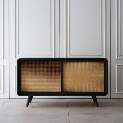 Rattan Cabinet Slide Door Black / ラタンキャビネット 引き戸仕様 ブラック