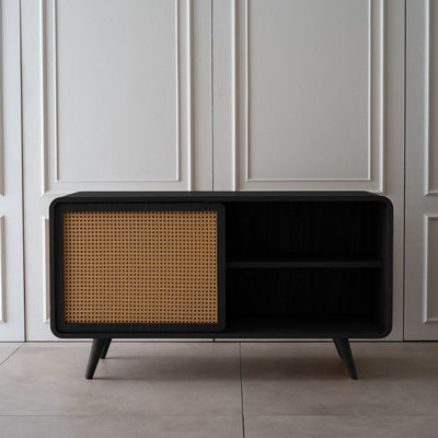 Rattan Cabinet Slide Door Black / ラタンキャビネット 引き戸仕様 ブラック