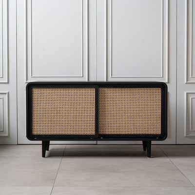 【Sample】Rattan Cabinet Slide Door Black / 【サンプル】ラタンキャビネット 引き戸仕様 ブラック