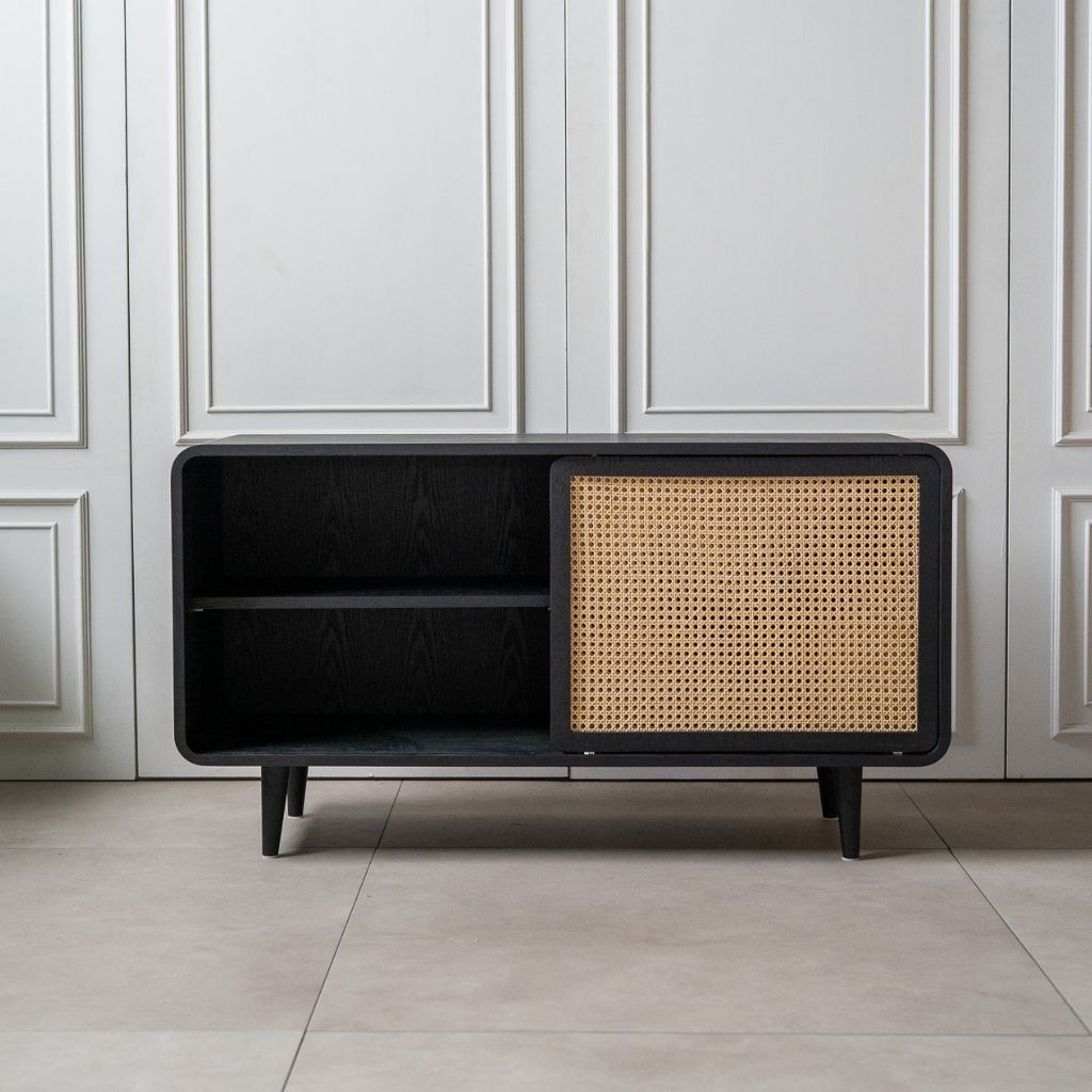 【Sample】Rattan Cabinet Slide Door Black / 【サンプル】ラタンキャビネット 引き戸仕様 ブラック