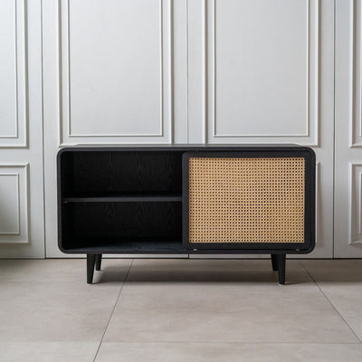 Rattan Cabinet Slide Door Black / ラタンキャビネット 引き戸仕様 ブラック
