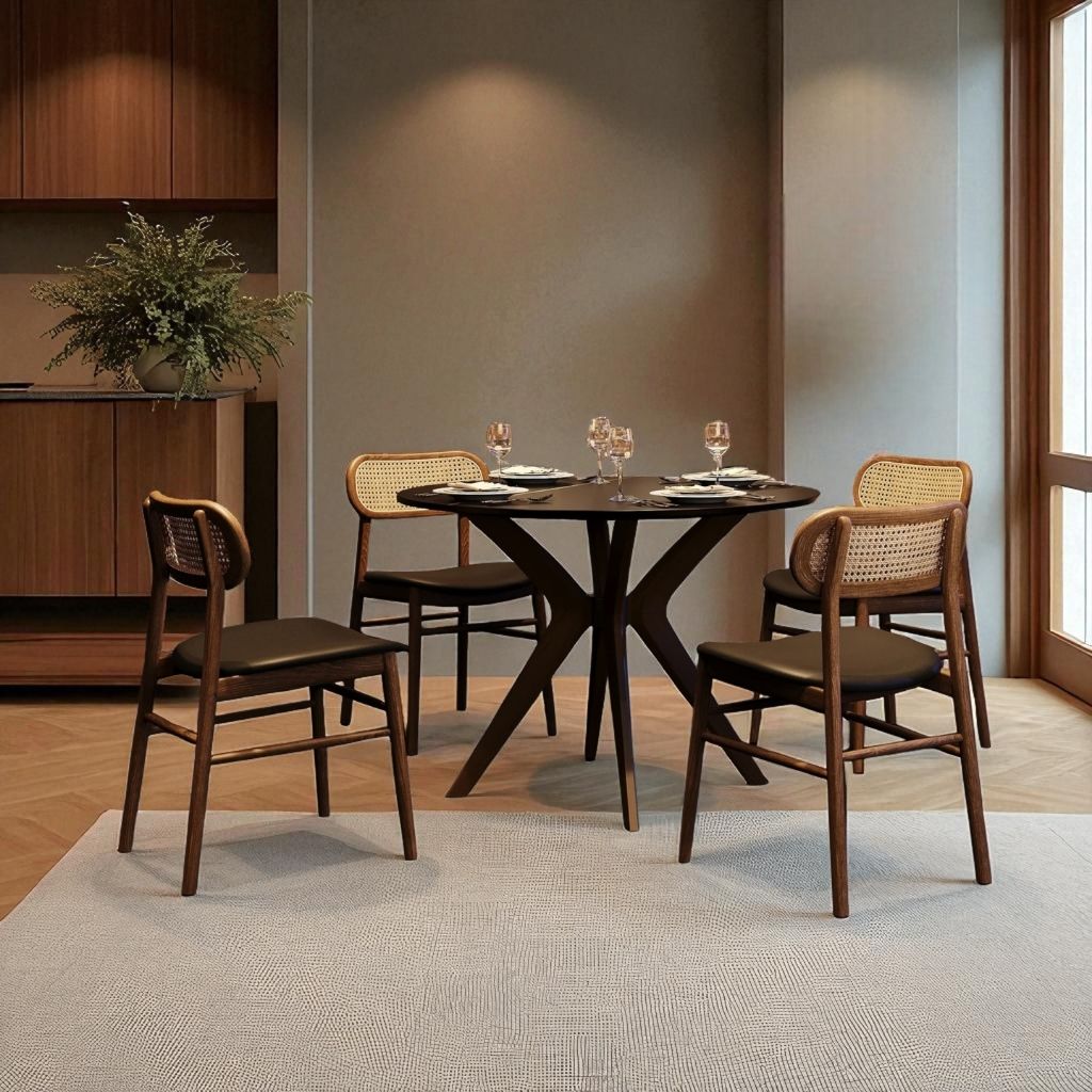 Marble Round Table Black (Brown Wood) / マーブルラウンドテーブル