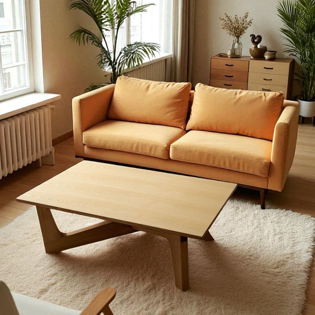 Cross Coffee Table Wood-Top Natural / クロスコーヒーテーブル 木製 