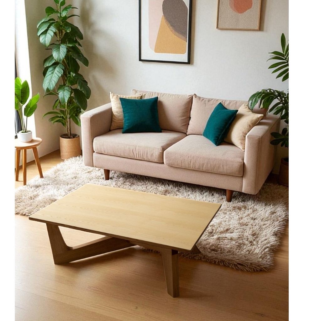 Cross Coffee Table Wood-Top Natural / クロスコーヒーテーブル 木製 