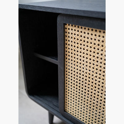 【Sample】Rattan Cabinet Slide Door Black / 【サンプル】ラタンキャビネット 引き戸仕様 ブラック