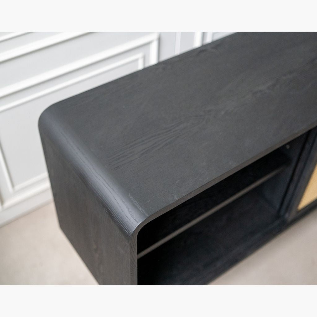 【Sample】Rattan Cabinet Slide Door Black / 【サンプル】ラタンキャビネット 引き戸仕様 ブラック