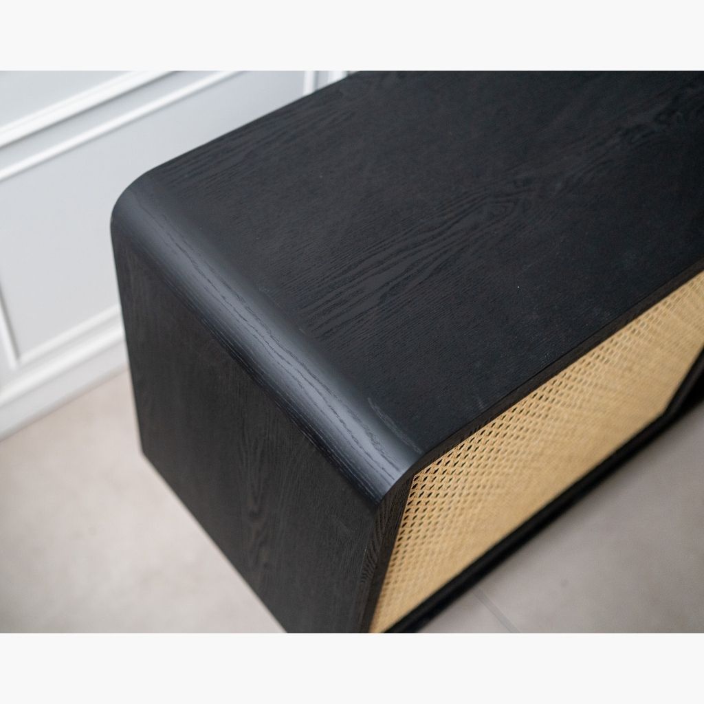 【Sample】Rattan Cabinet Slide Door Black / 【サンプル】ラタンキャビネット 引き戸仕様 ブラック