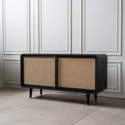 【Sample】Rattan Cabinet Slide Door Black / 【サンプル】ラタンキャビネット 引き戸仕様 ブラック