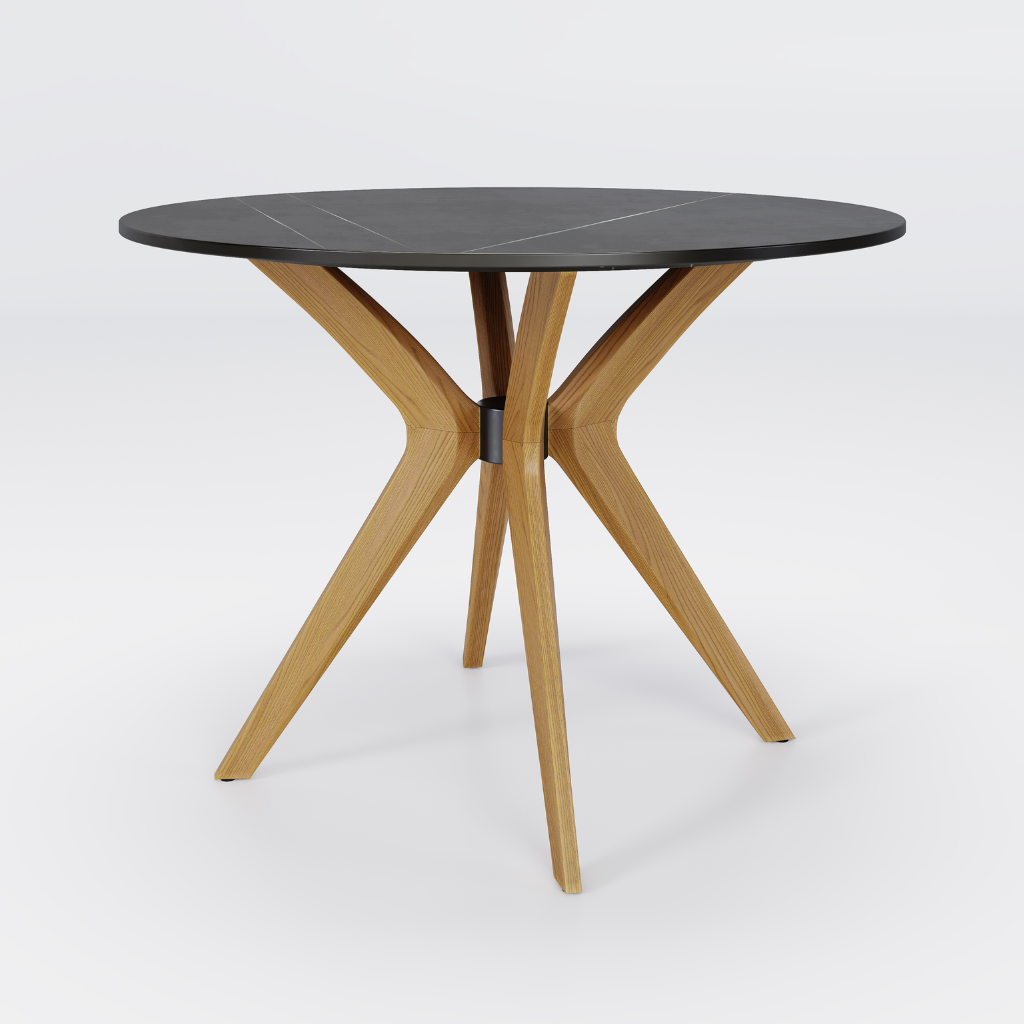 Marble Round Table Black (Natural Wood) / マーブルラウンドテーブル ブラック （ナチュラルウッド）