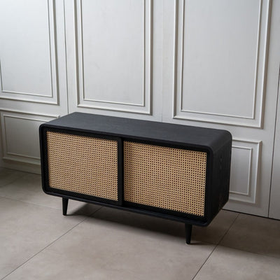 【Sample】Rattan Cabinet Slide Door Black / 【サンプル】ラタンキャビネット 引き戸仕様 ブラック