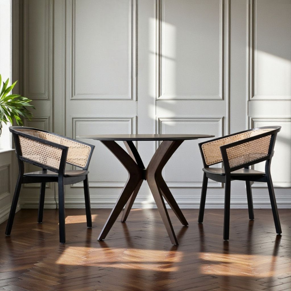Marble Round Table Black (Brown Wood) / マーブルラウンドテーブル