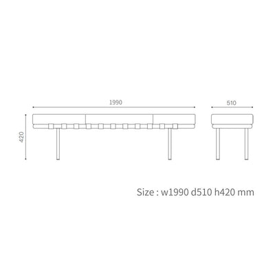 Barcelona Bench 3Seats L-size Brown / バルセロナベンチ 3シート Lサイズ ブラウン ミース・ファン・デル・ローエ