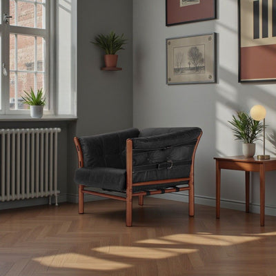 Ilona Armchair Type-A Oil-leather Black / イローナアームチェア タイプA オイルレザー ブラック アルネ・ノレル