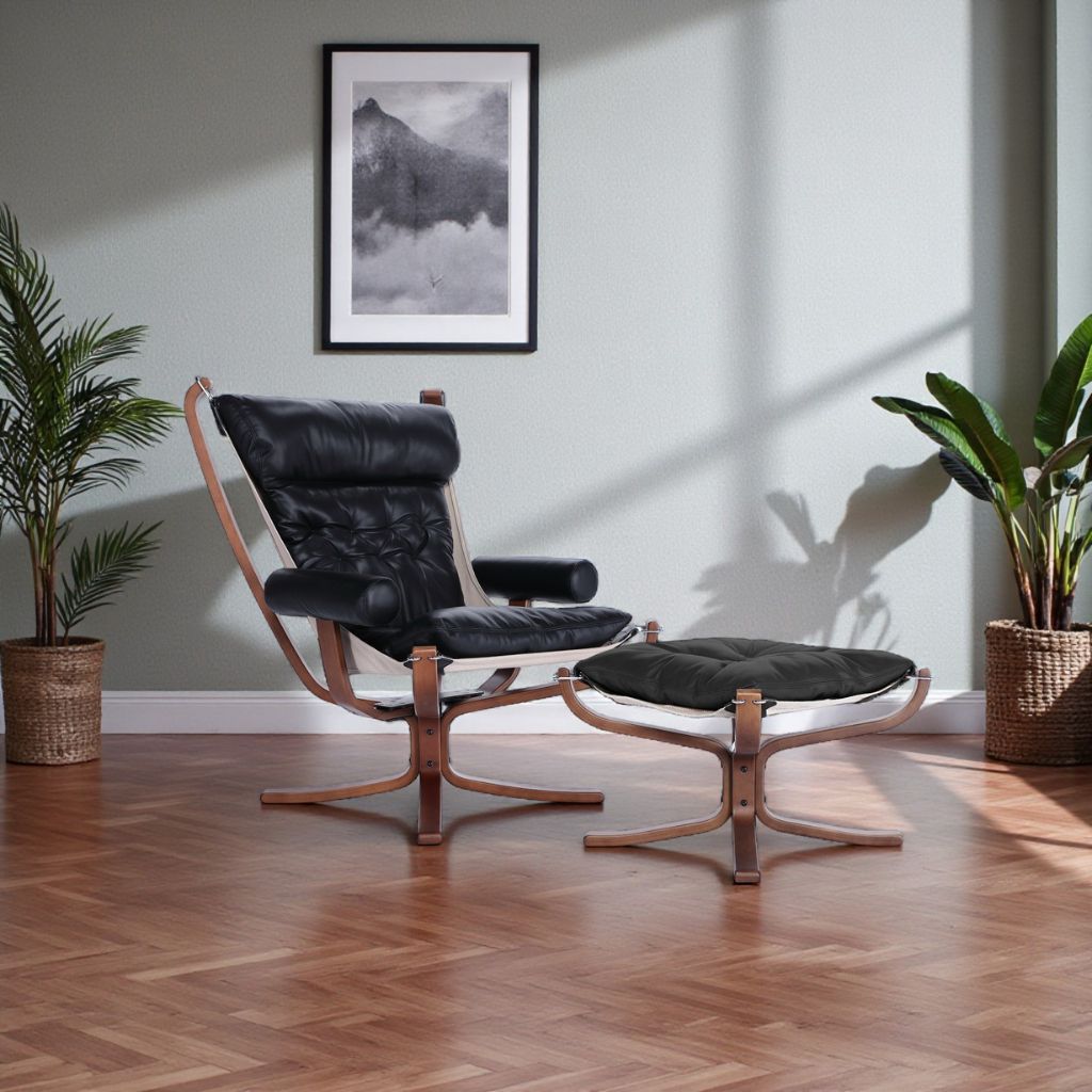 Falcon Armchair Wood Frame Black Set / ファルコンアームチェア ウッドフレーム ブラック オイルレザー セット品