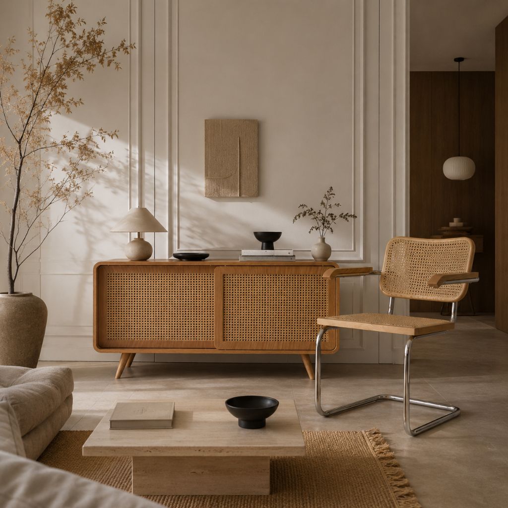Rattan Cabinet Slide Door Natural / ラタンキャビネット 引き戸仕様