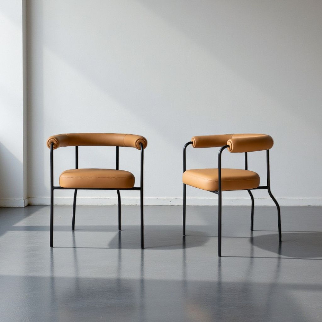 【Outlet】Center Arm Chair Brown 2pcs / 【アウトレット】センターアームチェア ブラウン 2脚セット