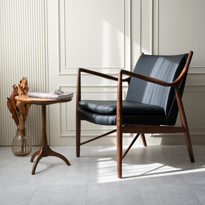 フィン・ユール NO.45 チェア オットマンセット リプロダクト No.45 Chair Leather Black / No.45チェア レザー ブラック色 フィン
