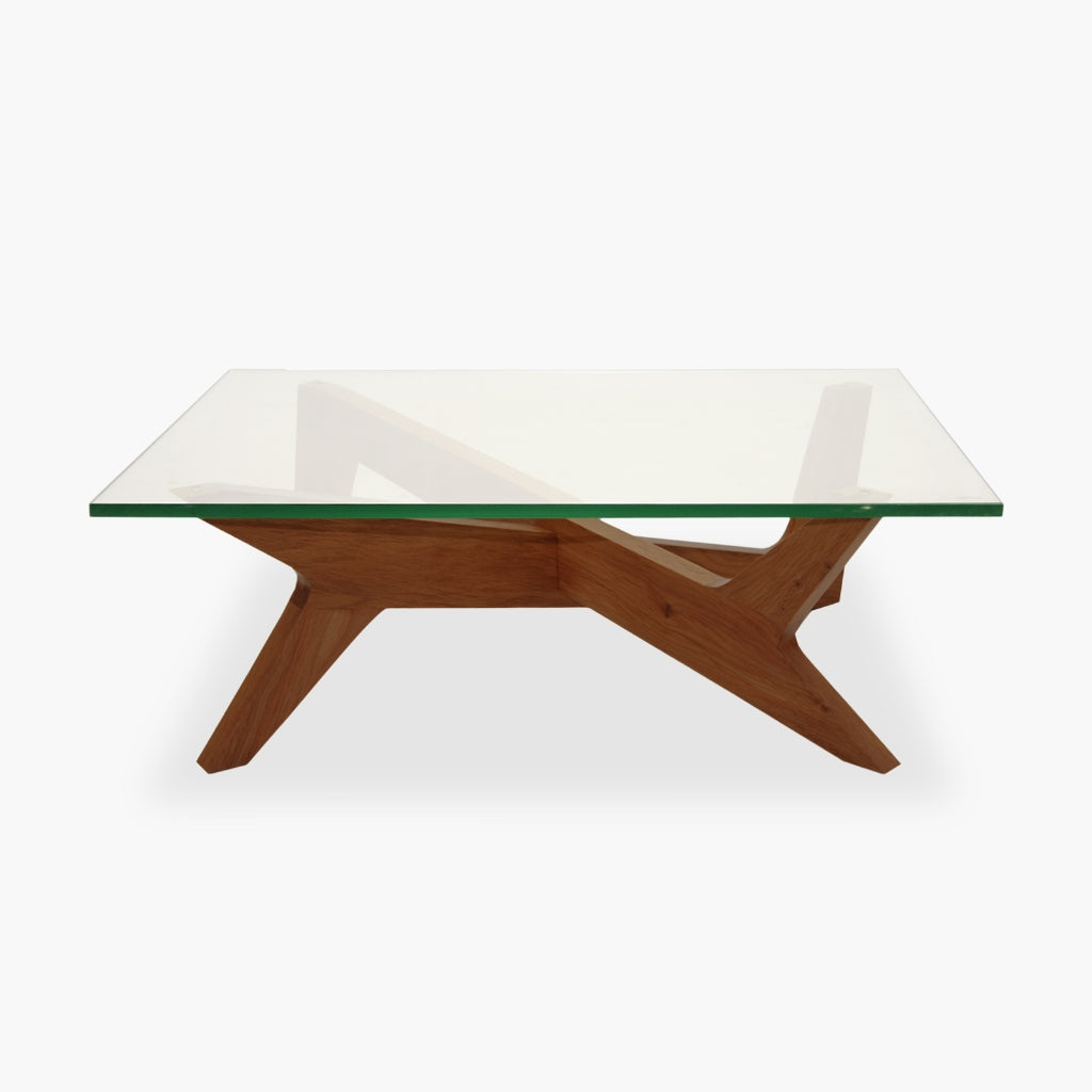 Cross Coffee Table Brown Glass-Top